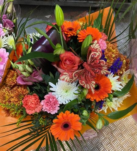 Orange Butterfly Hand-Tied Bouquet